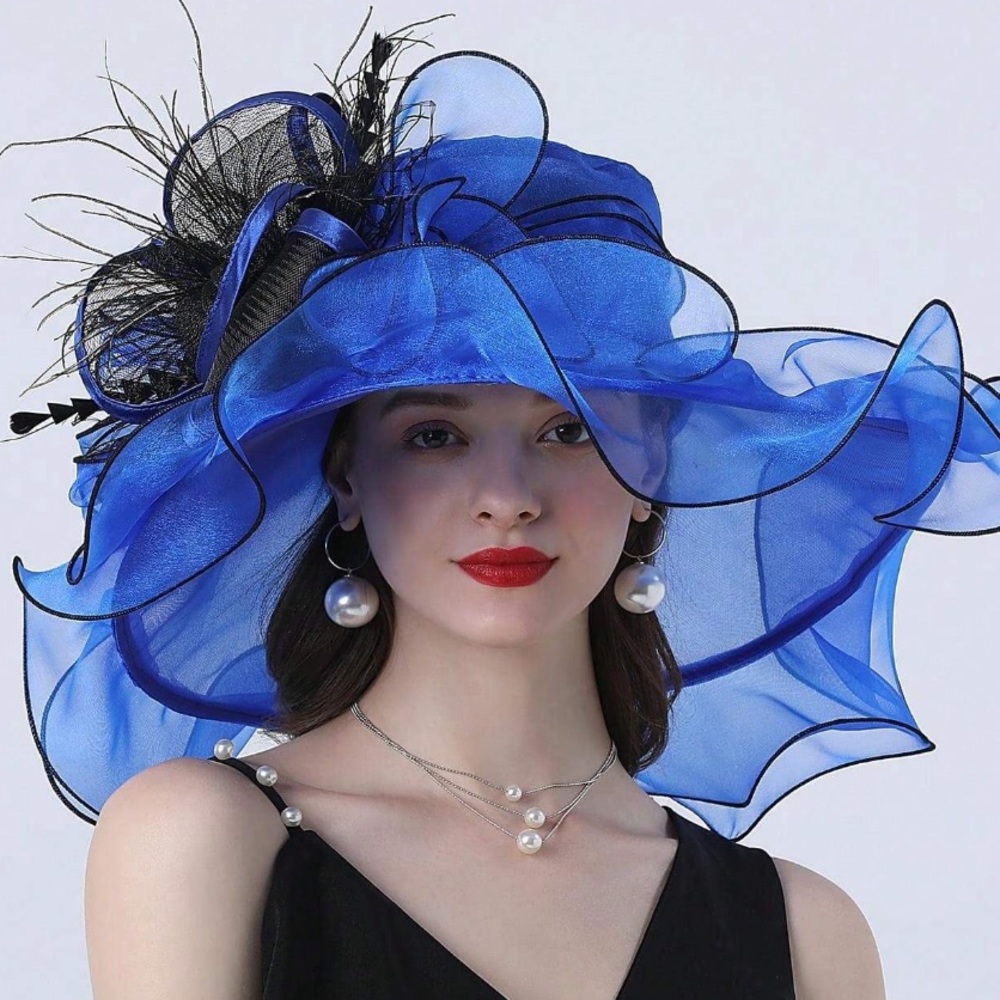 🆕 Elegant Organza Wide Brim Derby Hat